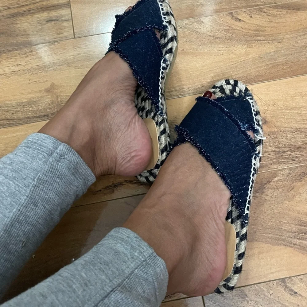 Castaner Women's Navy Espadrille Slide Sandals
